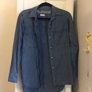 Madewell dark denim cargo shirt